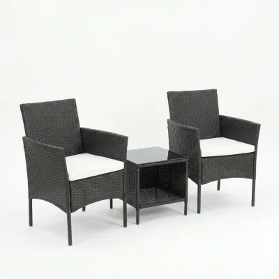 TREDEY Patio Porch Furniture Sets 3 Pieces PE Rattan Wicker Chairs with Table Outdoor Garden Furniture Sets