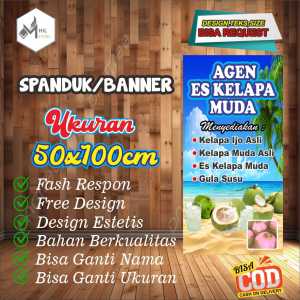Spanduk Banner Size 50x100cm AGEN ES KELAPA MUDA  Free Custom Design Dan ukuran