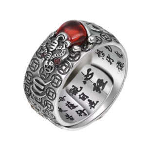 [Lucky Pixiu] S925 Silver Ring With Adjustable Opening Hypoallergenic And Colorfast招财转运貔貅戒指