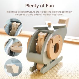 Wooden Helicopter Small Plane Pretend Play Toy