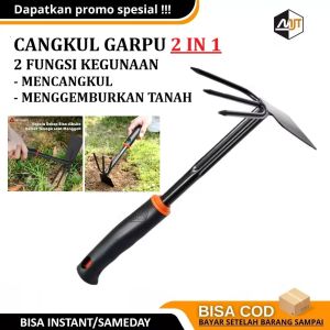 Cangkul Garuk 2 in 1 Alat Kebun Taman Pacul Mini 2 Fungsi Gagang Karet Panjang 29 CM