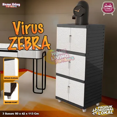 LEMARI PLASTIK VIRUS KINGDOM 4 SUSUN LEMARI PAKAIAN MINIMALIS CABINET SERBAGUNA - CREAM