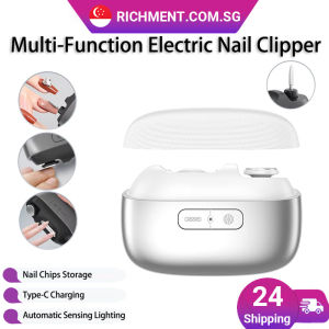 【✅SG Brand🔥】RICHMENT 3-in-1 Luxury Electric Nail Clipper M13 with Toenail Trimmer Replaceable Nail Grinder Low Noise LED Light Type-C Rechargeable Portable Nail Care Tool