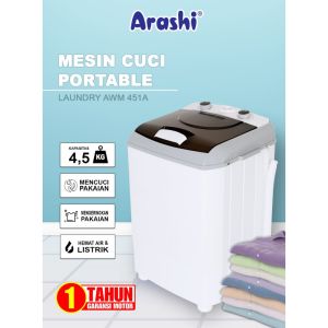 COD Mesin Cuci Portable / Mini Arashi AWM 451A Dry & Wash (Garansi Resmi 1 Tahun) GRATIS PAKING BUBLEWRAP