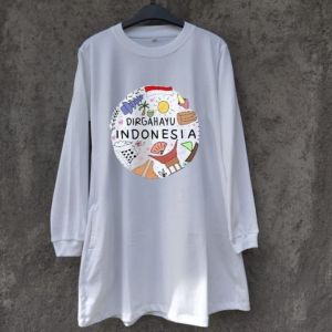 Baju Atasan Wanita Untuk 17 Agustusan Merah Putih Tunik Katun Combed 24s S M L XL XXL 3XL Tunik Jumbo Hut RI Kaos DIrgahayu Kemerdekaan