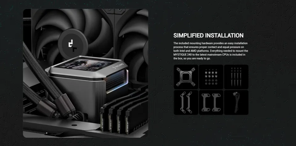 DEEPCOOL MYSTIQUE 240 ブラック DeepCoolの新型水冷クーラー「MYSTIQUE」登場、第5世代ポンプ/液晶搭載