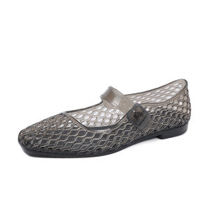 [Free Shipping] Stylish And Versatile Hollow-Out Flat Sandals Featuring A Trendy Design Crystal Embellishments Breathable Material A Simple Style And A Non-Slip Sole Perfect For The Beach