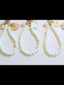 ManilaGo Imitation Pearl Chains Keychains Luxury Tag Keyrings Earphone Friend Gifts Souvenir Jewelry