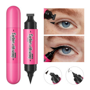 Dual-ended Stamp Eyeliner Waterproof Sweatproof Smudge Proof Quick Dry Liquid Eyeliner Natural Long Lasting Eye Makeup Cosmetics