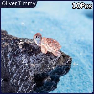 [Oliver Timmy] 10Pcs Transparent Glitter Cute Resin Sea Turtles Miniature Ornaments DIY Fish Tank Garden Decoration Accessories Mini Statue Decorative Small Landscaping