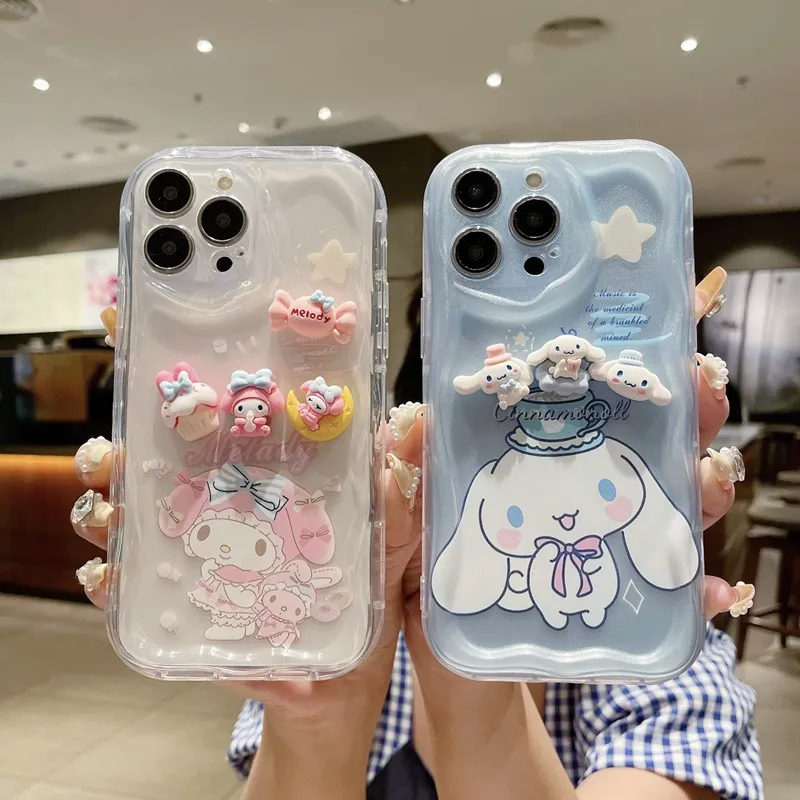 iPhone 16 15 14 13 12 11 Pro Max Plus X XS Max XR Cartoon Cinnamoroll  Melody Transparent Soft Phone Case