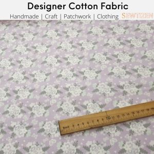 100% Medium Weight Cotton Fabric Soft Purple Small Flower Design |Sewtizen Fabric & Notion|