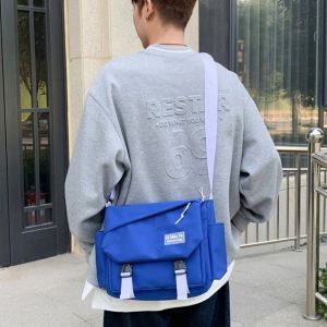 PERCEPT แบบเกาหลี กระเป๋าสะพายข้างไนลอน ความจุขนาดใหญ่ กระเป๋าหลายช่อง กระเป๋าสะพายไหล่ผู้หญิง ทนทาน สายสะพาย กระเป๋าสะพายข้าง นักเรียน