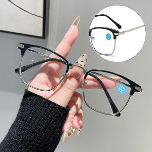JN IMPRESSION Mới Retro lông mày Khung kính đọc sách chống Đèn xanh dương độ nét cao bảo vệ mắt kim loại NỬA KHUNG cũ và trung niên cao cấp Kính đọc sách