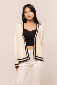 RIMINI - Atasan Wanita Berlengan Panjang Stripes Knit Size S-L - Boupha Cardigan 3007