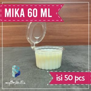 Tempat Saus Plastik 60 ml + Tutup Sambung Cup Sambal Sauce Container Isi 50 Cup Mika Tutup Sambung/Cup Puding Mika/ Cup Sambel/Mika/Cup Puding Jelly