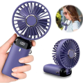 Mini Fan - Portable Handy Fan Usb Rechargeable Digital Display Multi-gear Speed Adjustment With Lanyard. 