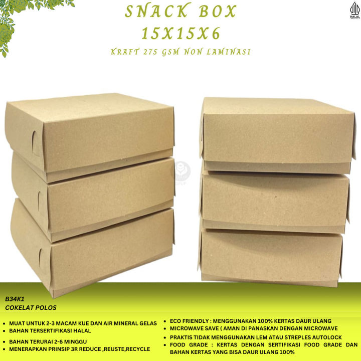 Box Snack Dus Kue Snack Box 15x15x6 (Isi 25 Pcs-B.34K1)