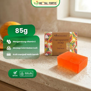 METAL FORTIS Sabun Mandi Extract Papaya 85 Gr / 130 Gr Transparent Soap Dengan Vitamin E Menjaga Kelembaban Kulit MET