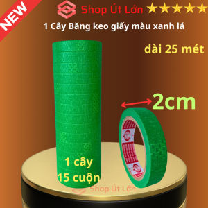 Băng keo giấy màu xanh lá rộng 2cm dài 25 mét lõi giấy 3mm 1 cây 15 cuộn giá tại xưởng