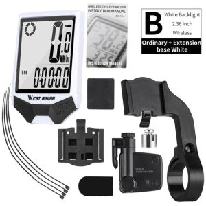 West Biking Waterproof Bicycle Computer MTB Road Bike Wireless Speedmeter Large Digital Cycling Speedmeter Odometer Bicycle Accessories