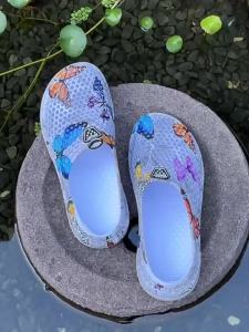 2025 Summer New Butterfly Print WomenS Breathable Anti-Odor Closed-Toe Sandals Thick-Soled Comfortable Casual Shoes
