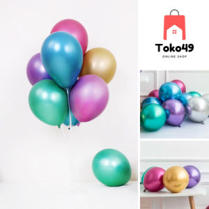 100PCS Balon Latex Karet Metalic 12INCH Balon Hias Dekorasi Acara Pesta Ulang Tahun Bridal Baby Shower Warna Warni 12 inch - AHM153