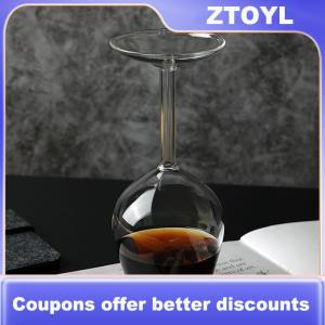 【ZTOYL】 Creative Upside Down Goblet Wine Cup Funny Party Glassware Wedding Flutes High Borosilicate Glass Inverted Wineglass