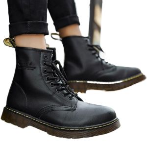Men’s All-Season High-Top Leather Boots | Fashionable Retro Solid Color Lace-Up Shoes | Lightweight Wear-Resistant & Anti-Slip Footwear