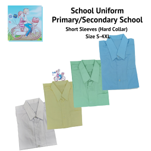 School Uniform Primary/Secondary School Short Sleeves (Hard Collar) Size S-4XL