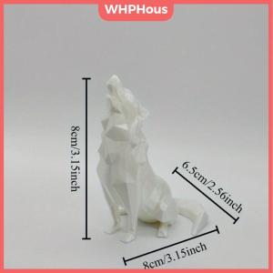 WHPHous Modern Abstract Geometric Wolf Sculpture 3D Printed Plastic Statue Office Decor Indoor & Outdoor Use