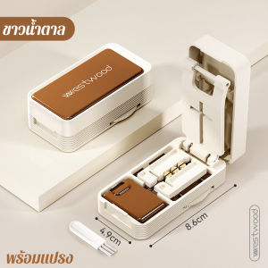 MLADEN เครื่องตัดยาและกล่องเก็บยา แบบพกพา แบ่ง 2-4 ส่วน กันฝุ่น ดีไซน์กะทัดรัดเพียง 0.3 ซม. สวยงามทนทาน