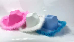 Furry Trim Hat Fedoras Bachelorette Party Prop Feather Cowgirls Hat Bachelorette Party Hat For Bridal Party Western Furry Trim Hat