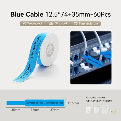 【Cable Label】NIIMBOT D11/D110/D101 Cable Label Sticker Waterproof Oil Proof No Glue Residue Communication Fiber Wire Tags Thermal Label Paper