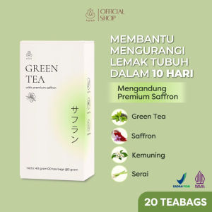 Kalon Detox Teabags dengan Saffron Hijau Detoks dan Ekstrak Niasinamida untuk Pencernaan Alami - Paket Herbal Anti-Okrima