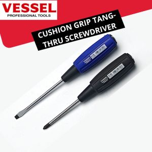 Vessel Obeng Ketok Tipe 630 Cushion Grip Tang-Thru Screwdriver Plus+1/2 Minus-55/6 Panjang Pendek