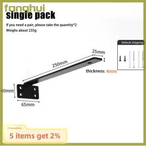 fanghui 1 Set Heavy Duty Cast Iron Shelves Brackets Floating Shelf Brackets 4MM Thicked Invisible L Brackets For Shelves Support