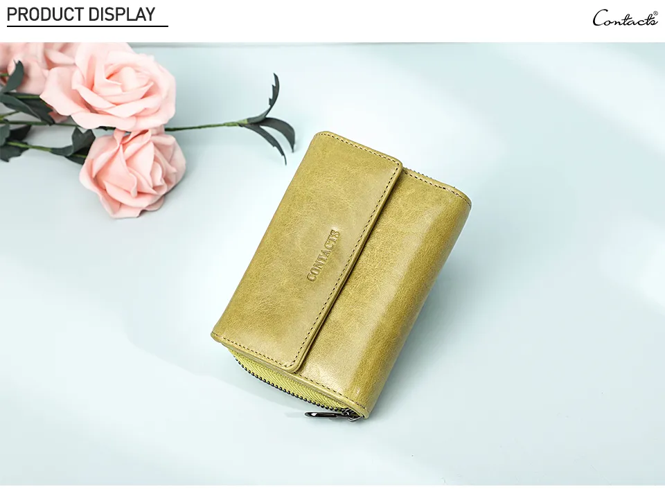 CONTACT'S 100% Genuine Leather Fashion Women Wallets Trifold
