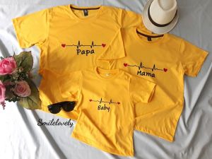 เสื้อครอบครัว/เสื้อยืดผู้ชาย ผู้หญิง เด็ก/ผ้าคอทต้อนแท้นุ่มๆซักไม่หดใส่ไม่ร้อน (คลื่อนPapa/Mama/Baby) ราคาต่อตัว ชื้อแยกได้