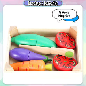 [iRojak] Vegetables Fruit Cutting Toys Wooden Toy Kitchen Pretend Play Set 水果切切乐玩具 Mainan Potong Buah - BT14