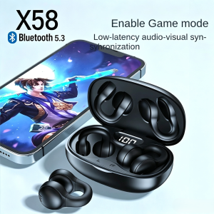 New X58 Gaming Bluetooth Wireless Earbuds Earphone Noise Reduction Open Headphones Stereo Pure sound quality Ear Clips Touch Control Sport Headset