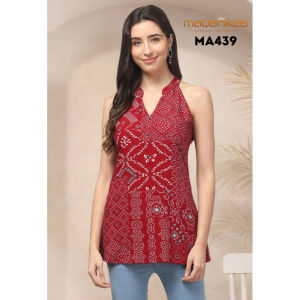 Madanikas Halter Neck Women’s Short Kurti – Stylish Rayon Top MA Series