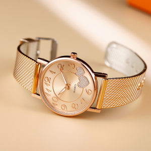 Womens Watch Fashion Simple Heart Watch Strap Pin Buckle Ladies Clock Round Dial Waterproof Quartz Wrist Inexpensive Watches for Women