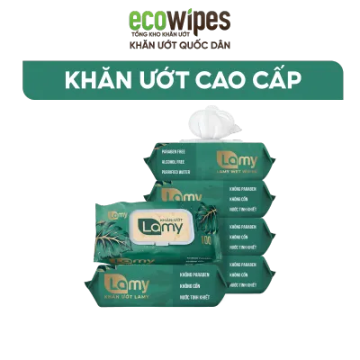 HÀNG CÔNG TY_Combo 5 gói khăn ướt LAMY 100 tờ không mùi không cồn không paraben