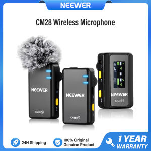 NEEWER CM28 Mic Set Wireless Lavalier Microphone System with Charging Case Noise Cancelling Mini Mic for iPhone iPad Android Phone Camera PC