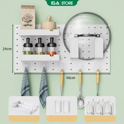 Bảng Pegboard đa năng dán tường tặng kèm phụ kiện decor góc làm việc - GM170