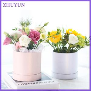 ZHUYUN Flower Box 12cm Round Cardboard Gift Boxes Wedding Party Rose Flower Decoration