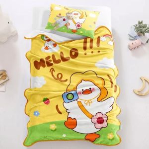 140x100cm Light Weight Cartoon Printed Blanket Soft Flannel Reversible Baby Blanket Kids Travel Kindergarten 毛绒棉被