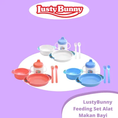 Alat Makan Bayi Feeding Set Lusty Bunny / Perlengkapan Makan Bayi / Kado Lahiran Bayi
