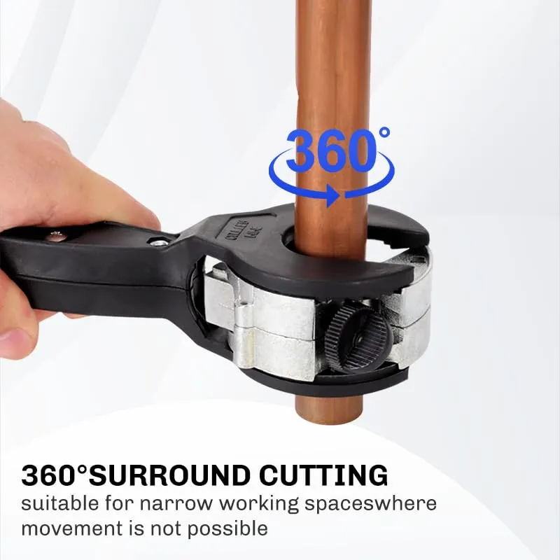 Ratchet Tube Pipe Cutter For 8-29mm (5/16-1-1/8 Inch) – Cuts Stainless Steel, Copper & Aluminum, Ideal For Tight Spaces (Red)